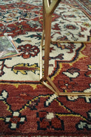Rust And Ivory Traditional Medallion Hand Knotted Wool Area Rug
