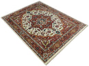 Rust and Ivory Traditional Medallion Area Rug - Hand Knotted Wool by The Rug Decor