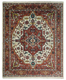 Rust and Ivory Traditional Medallion Area Rug - Hand Knotted Wool by The Rug Decor