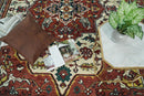 Rust And Ivory Traditional Medallion Hand Knotted Wool Area Rug