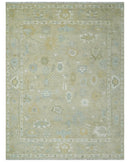 Hand Knotted Antique Finish Beige and Ivory Traditional 9x12 Wool Rug