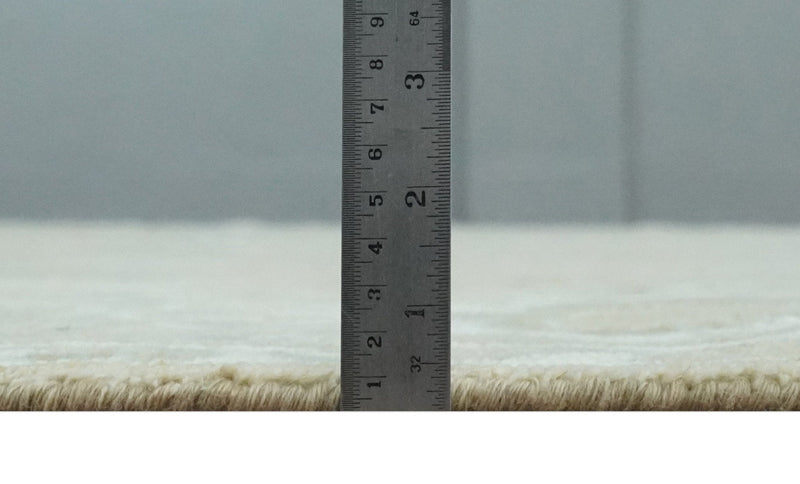 Hand Knotted Antique Finish Beige and Ivory Traditional 9x12 Wool Rug