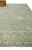 Hand Knotted Antique Finish Beige and Ivory Traditional 9x12 Wool Rug