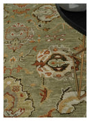 Hand Knotted Wool Area Rug Olive and Ivory Traditional Oushak Persian Vintage Style by The Rug Decor