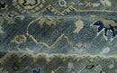Wool Heriz Serapi Area Rug in Gray Beige and Blue Traditional Hand Knotted Antique by The Rug Decor