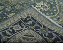 Wool Heriz Serapi Area Rug in Gray Beige and Blue Traditional Hand Knotted Antique by The Rug Decor