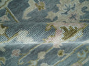 Custom Made Hand Knotted Gray, Blue and Beige Traditional Oushak Wool Area Rug