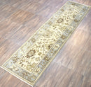 Runner 2.7x12 Oushak Beige And Blue Hand Knotted Wool Rug by The Rug Decor