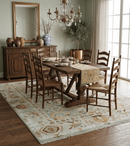 Wool Area Rug Peach and Beige Hand Knotted Traditional Oushak by The Rug Decor