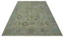 Hand Knotted Antique Style Beige and Silver Traditional Multi Size Oushak Wool Rug