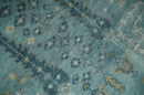 Hand Knotted Turkish Wool Area Rug in Teal and Beige with Traditional Tree of Life