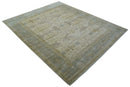 Hand Knotted Beige And Blue Traditional Oushak Design 12x15 Wool Rug