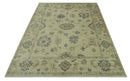 Hand Knotted Beige And Blue Traditional Oushak Design 9x11 Wool Area Rug
