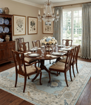 Hand Knotted Wool Area Rug Traditional Oushak Pattern Design Beige Aqua Ivory Tones by The Rug Decor