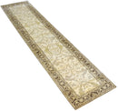 Beige and Brown Traditional Oushak Hand Knotted Wool Area Rug Runner 2.8x12