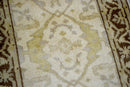 Beige and Brown Traditional Oushak Hand Knotted Wool Area Rug Runner 2.8x12