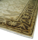 Hand Knotted Beige and Brown Heriz Serapi Traditional Oushak Wool Rug | N349266