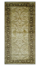 Hand Knotted Beige and Brown Heriz Serapi Traditional Oushak Wool Rug | N349266