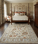Beige and Ivory Wool Traditional Oushak Area Rug - Hand Knotted by The Rug Decor