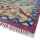 Hand Knotted Beige, Gold and Purple Traditional 9x12 Wool Area Rug by The Rug Decor