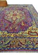 Hand Knotted Beige, Gold and Purple Traditional 9x12 Wool Area Rug by The Rug Decor