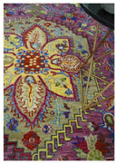 Hand Knotted Beige, Gold and Purple Traditional 9x12 Wool Area Rug by The Rug Decor