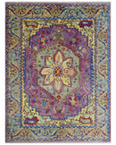 Hand Knotted Beige, Gold and Purple Traditional 9x12 Wool Area Rug by The Rug Decor