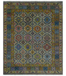 Hand Knotted Beige, Gray and Mustard Oriental 8x10 Wool Area Rug by The Rug Decor