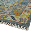 Hand Knotted Beige, Gray and Mustard Oriental 8x10 Wool Area Rug by The Rug Decor