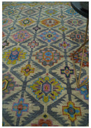 Hand Knotted Beige, Gray and Mustard Oriental 8x10 Wool Area Rug by The Rug Decor