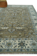 Hand Knotted Beige, Ivory and Silver Oriental Oushak 9x12 Traditional Wool Area Rug by The Rug Decor