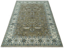 Hand Knotted Beige, Ivory and Silver Oriental Oushak 9x12 Traditional Wool Area Rug by The Rug Decor