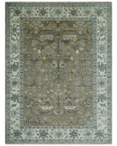 Hand Knotted Beige, Ivory and Silver Oriental Oushak 9x12 Traditional Wool Area Rug by The Rug Decor
