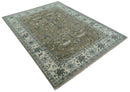Hand Knotted Beige, Ivory and Silver Oriental Oushak 9x12 Traditional Wool Area Rug by The Rug Decor
