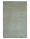Hand Knotted Beige Modern Solid Design Wool And Silk Rug