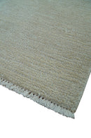 Hand Knotted Beige Modern Solid Design Wool And Silk Rug