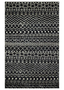 Hand Knotted Black and Ivory Modern Contemporary Tribal Trellis Recycled Silk Area Rug