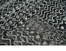 Hand Knotted Black and Ivory Modern Contemporary Tribal Trellis Recycled Silk Area Rug
