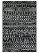 Hand Knotted Black and Ivory Modern Contemporary Tribal Trellis Recycled Silk Area Rug