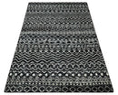 Hand Knotted Black and Ivory Modern Contemporary Tribal Trellis Recycled Silk Area Rug