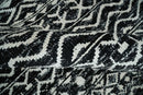 Hand Knotted Black and Ivory Modern Contemporary Tribal Trellis Recycled Silk Area Rug