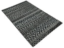 Hand Knotted Black and Ivory Modern Contemporary Tribal Trellis Recycled Silk Area Rug