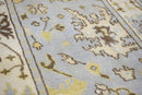 Hand Knotted Traditional Blue and Beige Oushak Wool Area Rug