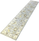 Hand Knotted Traditional Blue and Beige Oushak Wool Area Rug
