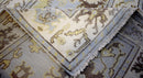 Hand Knotted Traditional Blue and Beige Oushak Wool Area Rug