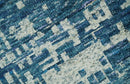 Hand Knotted Blue and Beige Modern Abstract Contemporary Recycled Art Silk Area Rug
