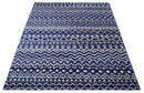Hand Knotted Blue and Ivory 8x10 Southwestern Tribal Trellis Recycled Art Silk Area Rug
