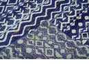 Hand Knotted Blue and Ivory 8x10 Southwestern Tribal Trellis Recycled Art Silk Area Rug