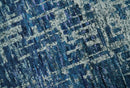 Hand Knotted Blue and Ivory Modern Abstract Contemporary Recycled Silk Area Rug