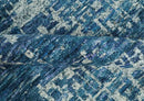 Hand Knotted Blue and Ivory Modern Abstract Contemporary Recycled Silk Area Rug